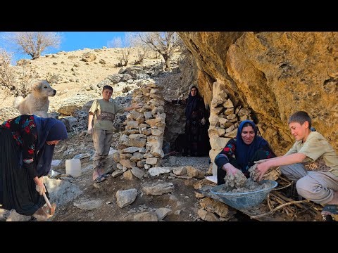 Hard nomadic life in the Zagros, building a nomadic mother in a cave, nomadic survival in Iran