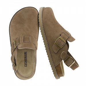 Cushionaire Brooklyn Genuine Suede Clogs for Women - Adjustable Slingback Casual Shoes with Buckle, Memory Foam Cushioning, Wide Widths Available