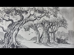 "Realistic Tree Drawing | Nature Art Sketch"
