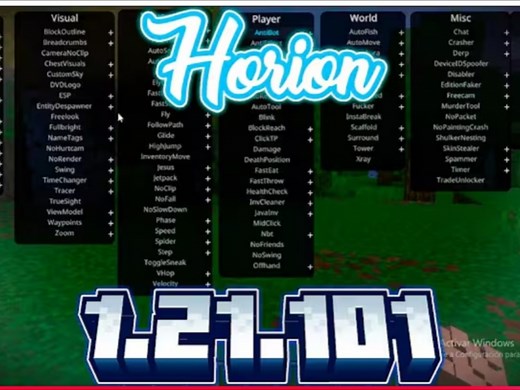 Minecraft Bedrock Edition horion 1.21.101 讲解使用技巧