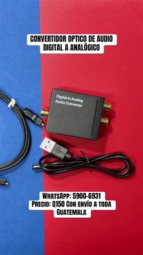 📌CONVERTIDOR DE AUDIO DIGITAL A ANÁLOGO RCA. ➖Para conectar televisores Smart TV, consolas de videojuegos o reproductores de Blu-ray a teatros en casa, amplificadores o parlantes que solo tienen entradas. ➖Soporta tasas de muestreo de hasta 96 KHz y proporciona un sonido de calidad sin ruido electromagnético. ➖Incluye un cable alimentación y cable óptico. #audiodigital #analogico #rca #chapines502🇬🇹 #enviogratis