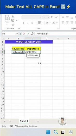 Convert Text to ALL CAPS in Excel 🔠 | UPPER Function Made Easy