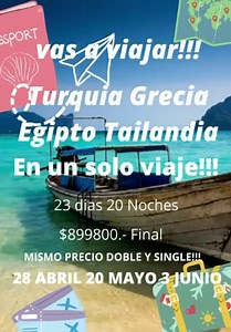 TURQUIA GRECIA EGIPTO Y TAILANDIA…EN UN SOLO VIAJE!!!! 28 ABRIL...