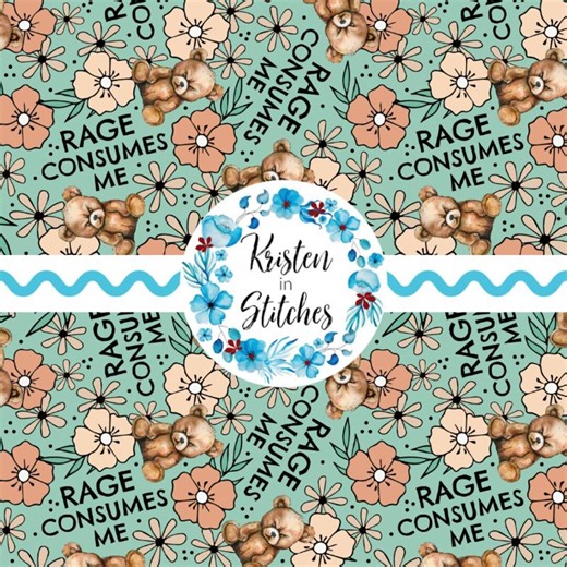 Rage Consumes Me Seamless Pattern, PNG Digital File, DIY Printable Paper, Funny Moody Humor, Sarcastic Floral, Grumpy Grouchy Brown Bears - Etsy UK