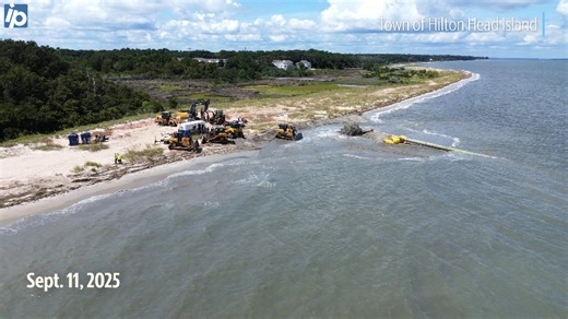 Drone photos show Hilton Head's first beach replenished with sand at end of 2025