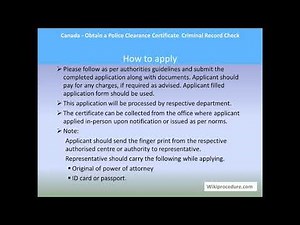 Canada - Obtain a Police Clearance Certificate / Criminal Record Check (PCC)