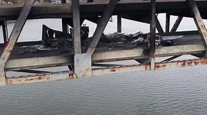 27K views · 213 reactions | A closer look at what remains and the damage left behind after a truck that was hauling 110 pounds of potassium hydroxide crashed and burst into flames on the Brent Spence Bridge. The bridge is still expected to be closed for hours as cleanup and bridge inspections continue: https://bit.ly/2JPMek2 | LOCAL 12, WKRC-TV | Facebook