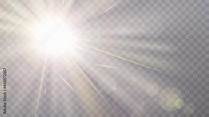 Sunlight or sunrise concept. Moving realistic star on transparent background for overlay. Popup design element for videos and clips. Brilliant sun striving upward. Graphic modern animated cartoon