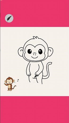 How to Draw a CUTE MONKEY! 🐒✨ | Easy Jungle Animal Drawing for Kids & Beginners #lidoartworks