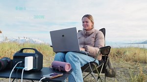 Portable Power Station 300W, 192Wh Large Power Bank with 110V AC Outlet, LiFePO4 Battery Backup,8-Ports Solar Generator Fast Charging for Camping, Hurricane Emergency, Outdoor,Home