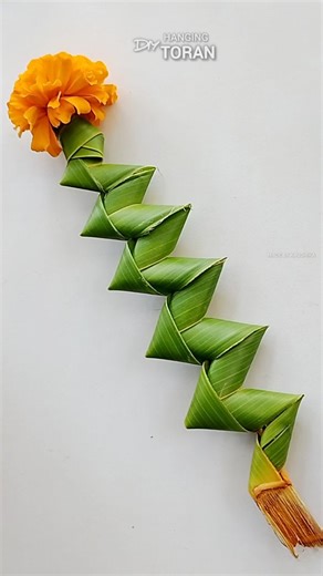 Made by Kaushika | 🌿🌼 New toran design with coconut leaves & marigold flowers! 🌼🌿 Handmade and eco-friendly, perfect for traditional celebrations and home... | Instagram