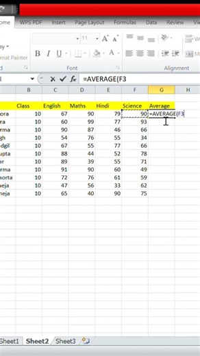 How to apply AVERAGE formula in excel. #excel #shorts #shortsfeed #exceltips