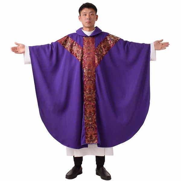 Watch BLESSUME Priest Celebrant Chasuble Catholic Church Father Purple Mass Vestments Robe on Amazon Live