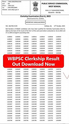 WBPSC Clerkship Result 2025 Released @psc.wb.gov.in, How to Download Clerkship Result PDF