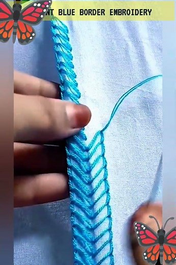 CREATIVE EDGE EMBROIDERY DESIGN WITH BLUE THREAD #embroideryart #handembroidery