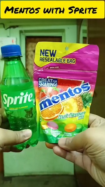 Sprite Cold Drink vs Mentos Reaction #shorts #mentosandcoke #mentos #mentoscola #coke #reaction