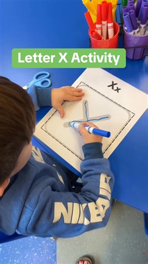 Letter X hands-on activity ✂️❌ Here’s how we practiced the letter X this week using my Letter Artistry resource. Students traced the big X, wrote X inside the box, and then cut it out for extra scissor-skills practice. Easy prep, great fine motor practice, and ready to use—grab this at preschoolvibes.com! | Preschool Vibes