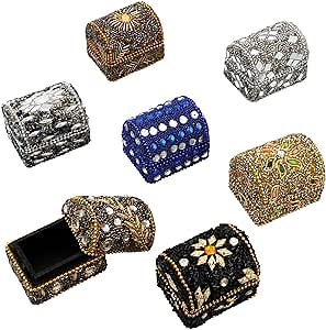SHOP LC DELIVERING JOY Jewelry Organizer Storage Box Set of 7 Handcrafted Multi Color Wooden Beaded Treasure Chest Trinket Boxes Birthday Gifts