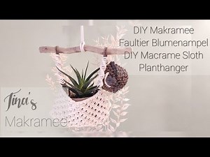 Makramee Faultier Blumenampel / Macrame Sloth Planthanger