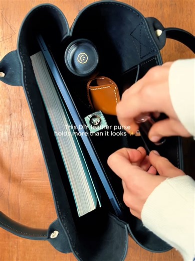 A handmade leather bag that actually fits basically your entire daily chaos 👜✨ Send this to the friend whose bag is always ‘one item away’ from exploding—this might save their life. #leatherbag #whatsinmybag #diyfashion #handmadebag #everydaycarry