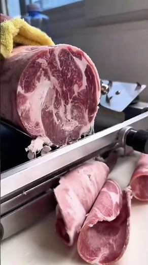 Satisfying Frozen Meat Slicing Process with Manual Meat Slicer | Precision Food Prep