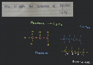How to make the structure of propene \mathrm{C}{3}^{2} \mathrm{... | Filo