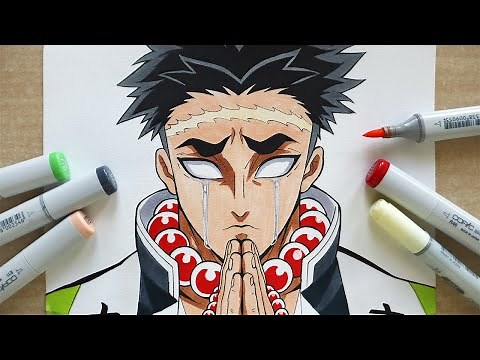 How to Draw Gyomei Himejima - Step By Step Tutorial | Demon Slayer