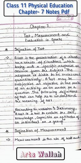 Class 11 Physical Education Chapter 7 (Test Measurement And Evolution in Sports) Notes Pdf #shorts