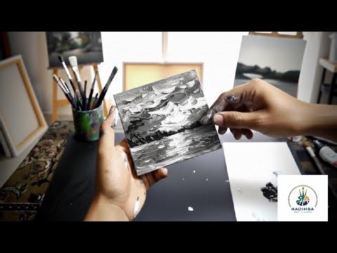NO BRUSHES! Easy Finger Painting for Beginners: Moonlight Landscape Tutorial
