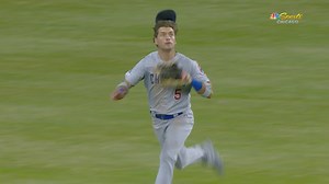 CHC@MIA: Almora Jr. loses hat for long running catch | 04/16/2019