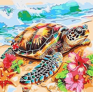 igoodom Paint by Numbers for Adults - Sea Turtle Paint by Numbers Kits on Canvas for Beginners DIY Acrylic Oil Painting Art Crafts Set for Home Decor Wall Art 14x14in