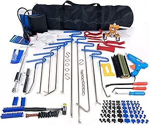Paintless Dent Puller Kit, 136 PCS Dent Repair Kit with 10 PCS Dent Repair Rods, T-bar Dent Puller, Golden Lifter Puller, Car Dent Removal Kit for Car Repair