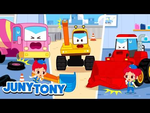 Mighty Construction Vehicles & Rainbow Shark Cars! 🏗️🦈 | More Kids Songs | JunyTony