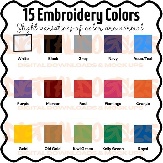 Embroidery Thread Color Guide Digital Download, Printable Embroidery Chart PNG File, POD Seller Digital Tool, Instant Download Color Chart - Etsy