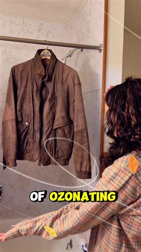 ✨ First step in attempting to remove cigarette smoke from a 90s leather bomber jacket. 1. Ozonate for 3 hours 🍃 #odorremoval #suedeleather #howtoclean #vintagebomberjacket #doityourself