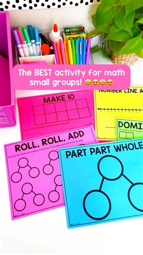 Kelsey | First Grade | Guided Math on Instagram: "Addition Math Mat FREEBIES 🌈😍 Math Mats are my favorite for no-prep small group activities! To use, just print enough for each student in the group and slip them into dry erase pockets! Add math manipulatives for hands-on practice. 🌟 Tip: re-use the activities later as a math center! Students already know how to do the activity, plus it makes math centers easier to plan! If you haven’t grabbed these freebies yet, comment a 🌈 and I’ll send you