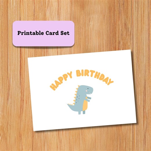 Printable Dinosaur Birthday Card Set, Dino Cards, T-rex, Stegosaurus, Brachiosaurus, Digital Download - Etsy