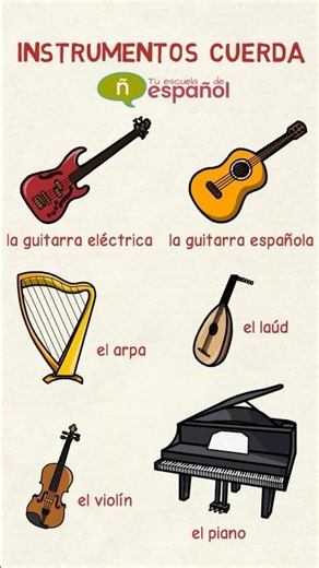 #aprenderespañol Instrumentos de cuerda 🎸🎻