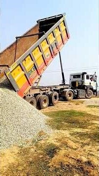 The complete video of a 18-wheeler dump truck unloading gravel. #ytshort