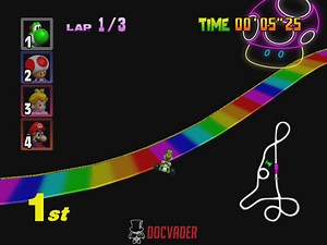 Mario Kart 64 HD - Rainbow road shortcut | Docvader