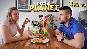 Making Disney’s Pizza Planet cheeseburger pizza and alien slime drink