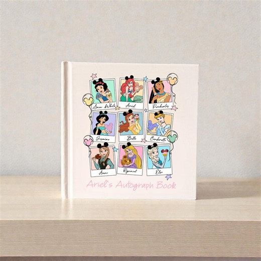 Personalized Disney Princess Autograph Book – Polaroid Princess & Snack Design, Custom Name Disney Trip Signature Book for Kids - Etsy