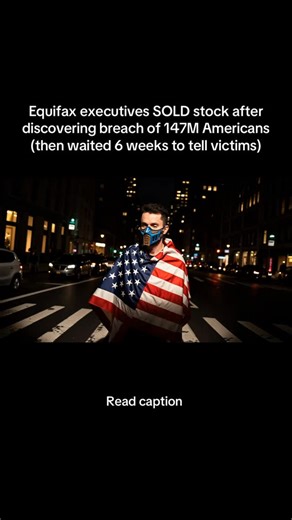 Mr Cypher / Build your Billionaire-LifeStyle on Instagram: "1. Federal indictment documents from 2017 reveal Equifax discovered massive data breach July 29 exposing 147M Americans’ Social Security numbers, but executives sold $1.8M in personal stock before public announcement September 7. CFO, CIO, and President of US Information Solutions dumped shares knowing breach would crash stock 35%. Breach happened because IT team ignored warnings about unpatched software for months. One internal email: 