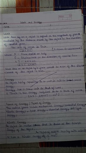 class9 ch11science “work and energy”no... #study. #notes