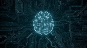 AI artificial intelligence and data mining. Chat GPTdeep learning. Computer chip technology. Futuristic cyber innovation automation and autonomous brain. Chat text generative AI. Neural network 3D