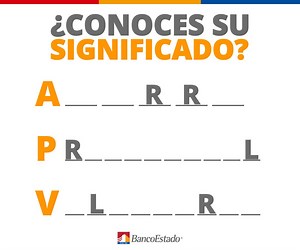 ¡Ponte a prueba! ¿Sabes qué significa APV? Comenta y cuéntanos 👀 Para más info entra aquí http://bit.ly/2ytJaCO | BancoEstado
