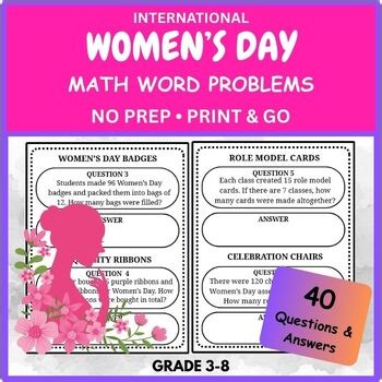 International Women’s Day Math Word Problems | Grades 3–8