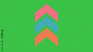 colored lightened up arrows, highlighting animated arrow direction shape symbols on green screen background, ui illustration animation motion graphics template