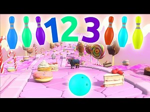 🍬🐻🎳 Animals, Shapes & Numbers 1-100 with Kinetic Sand and Bowling Ball in Candyland Binkie TV