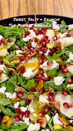 Arugula Salad with Pomegranate, Feta & Roasted Pistachios | Easy & Healthy Recipe